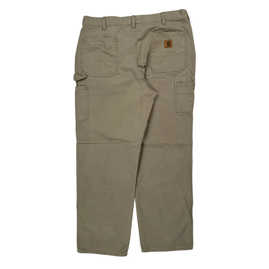 Carhartt B11 Des Carpenter Trousers - 36W 32L Khaki Cotton
