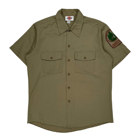 Forestry Service Patch Dickies Short Sleeve Shirt - Large Khaki Cotton