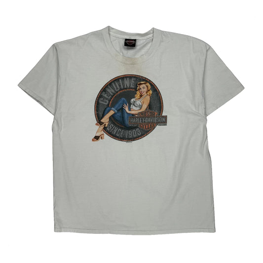 Harley Davidson Graphic T-Shirt - XL White Cotton