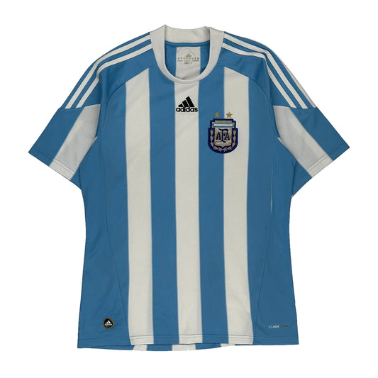 2010-11 Argentina Adidas Striped Football Shirt - Medium Blue Polyester
