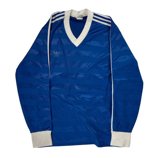 1980S Adidas Striped Football Shirt - Large White Polyester