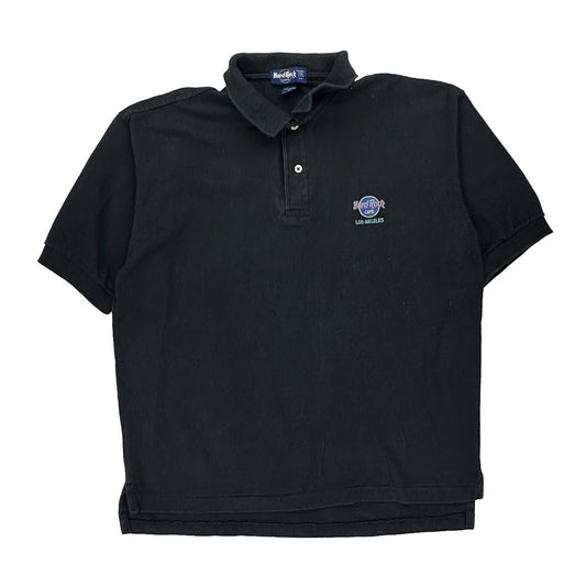 Los Angeles Hard Rock Cafe Polo Shirt - Medium Black Cotton