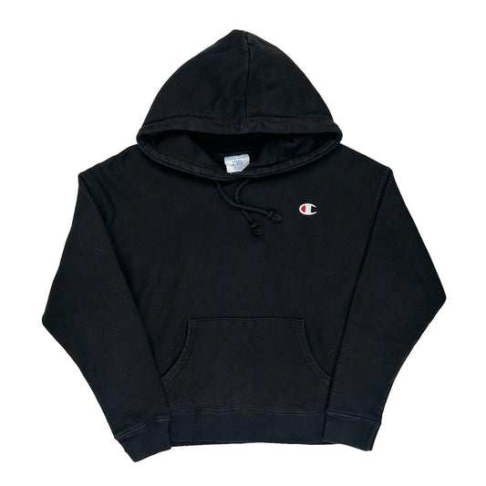 Vintage Reverse Weave Champion Hoodie - Large Black Cotton Blend