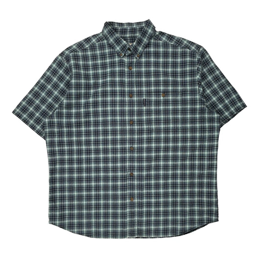 Woolrich Checked Short Sleeve Shirt - XL Blue Cotton