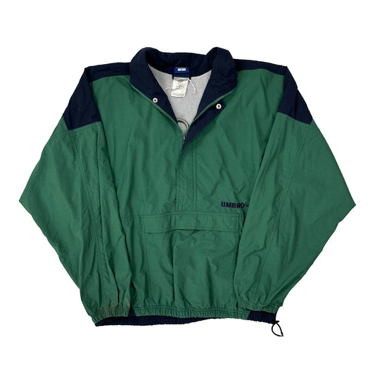 Vintage Umbro Windbreaker - Large Green Polyester