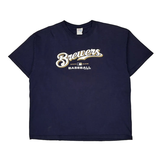Brewers Majestic Graphic T-Shirt - XL Navy Cotton