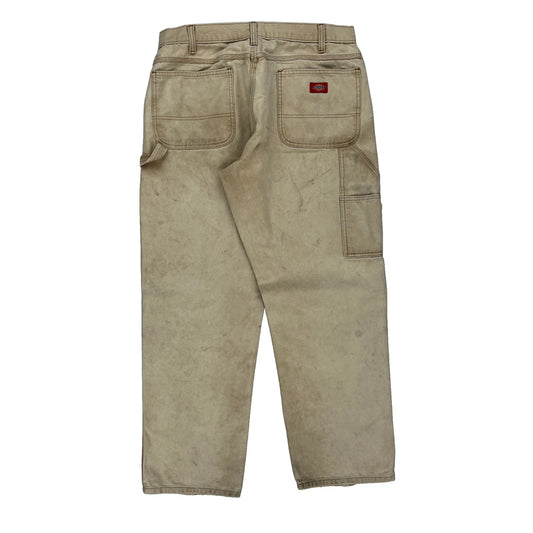 Dickies Carpenter Trousers - 34W 30L Beige Cotton