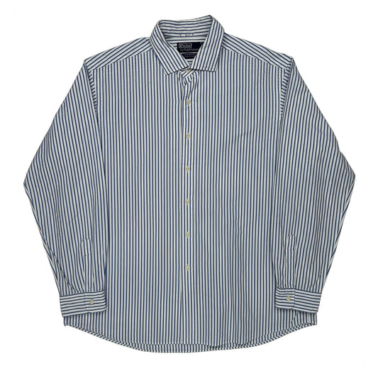 Vintage Polo By Ralph Lauren Striped Shirt - XL Blue Cotton