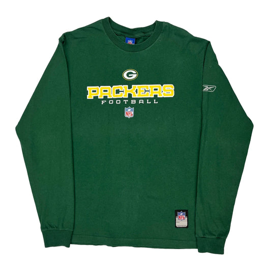Green Bay Packers Reebok Nfl Long Sleeve T-Shirt - Medium Green Cotton