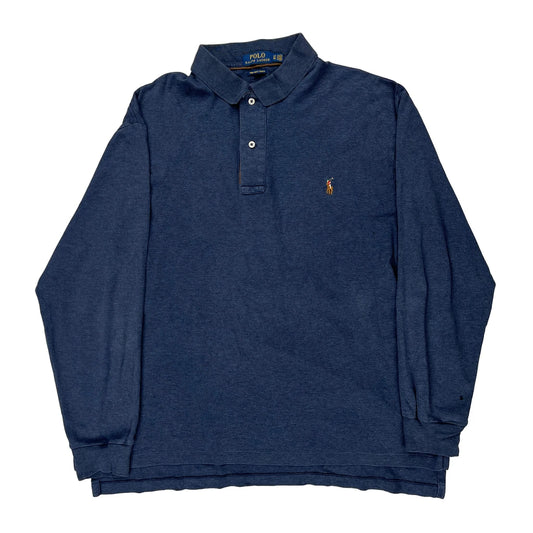 Polo By Ralph Lauren Tall Long Sleeve Polo Shirt - Large Blue Cotton