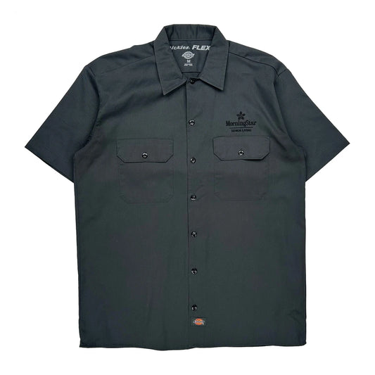 Vintage Dickies Short Sleeve Shirt - Medium Grey Polyester