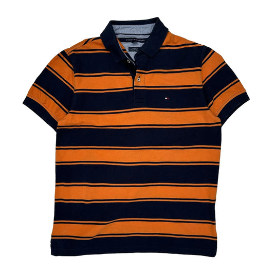 Tommy Hilfiger Striped Polo Shirt - Medium Navy Cotton