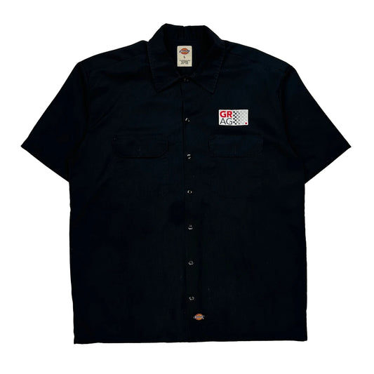 Vintage Dickies Short Sleeve Shirt - Large Black Polyester Blend