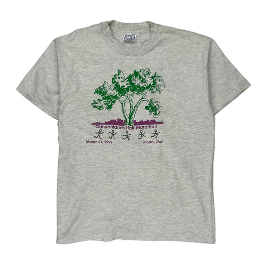 Canyonlands Half-Marathon Hanes Single Stitch T-Shirt - Large Grey Cotton