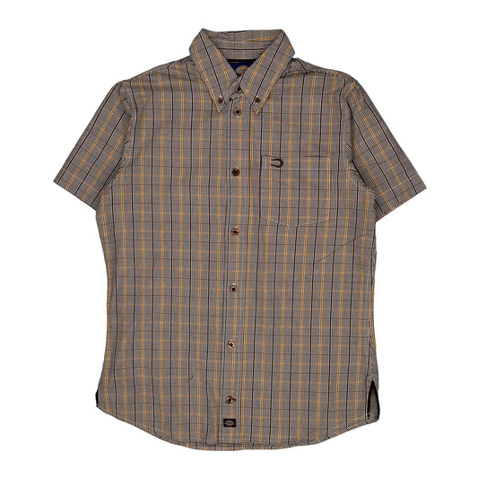 Dickies Checked Short Sleeve Shirt - Medium Brown Cotton