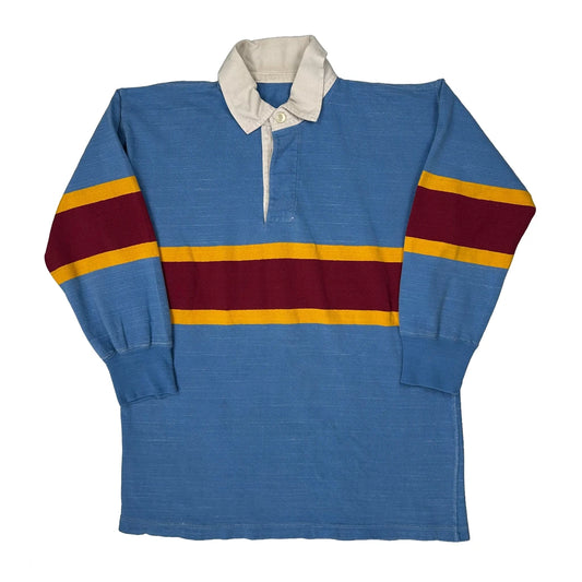 Vintage Unbranded Striped Rugby Shirt - Small Blue Cotton
