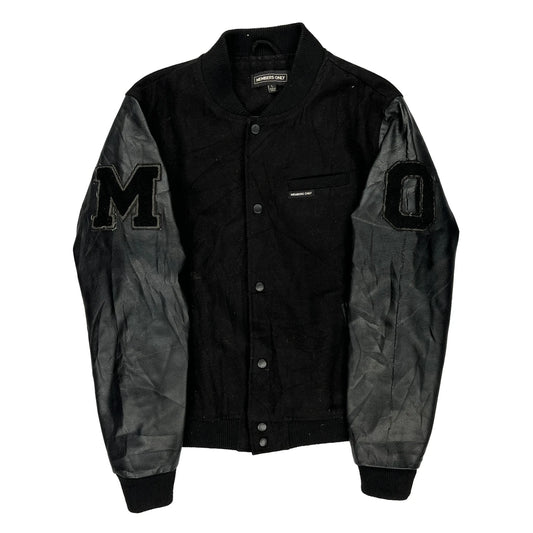 Members Only Varsity Jacket - Large Black Polyester Blend
