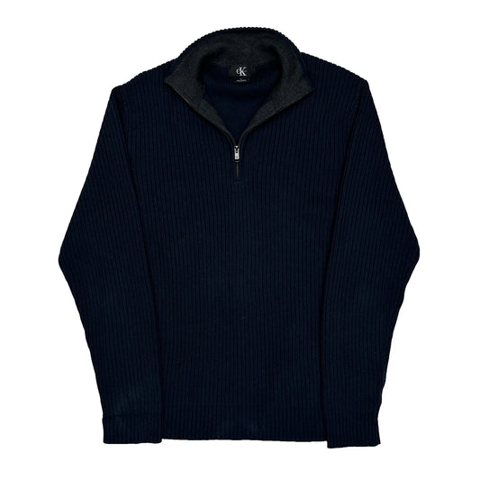 Calvin Klein 1/4 Zip - Large Navy Cotton