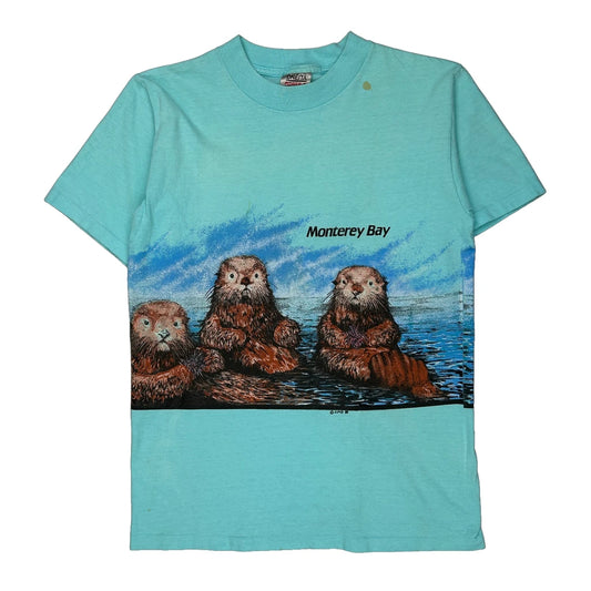 Oneita Graphic T-Shirt - Medium Blue Cotton