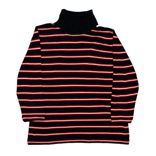 Tommy Hilfiger Striped Jumper - Large Red Cotton