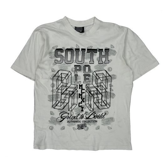 Grind To Build Southpole Graphic T-Shirt - Large White Cotton