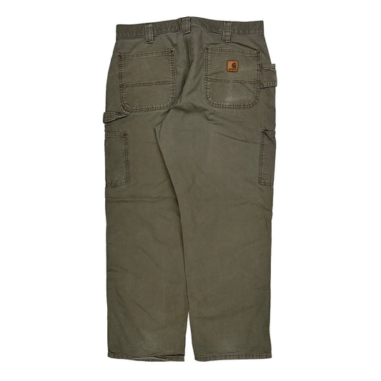 Carhartt B151 Lbr Carpenter Trousers - 35W 30L Khaki Cotton