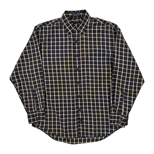 Vintage Gant Checked Shirt - Medium Blue Cotton