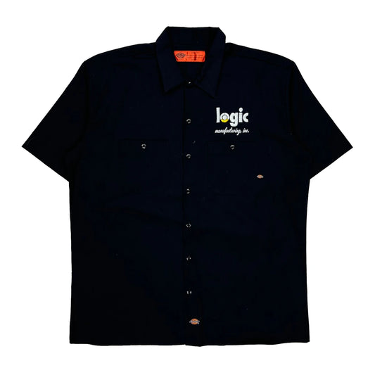 Vintage Dickies Short Sleeve Shirt - XL Black Polyester Blend