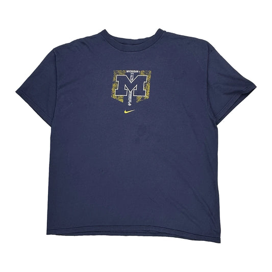 Michigan Nike College T-Shirt - XL Blue Cotton