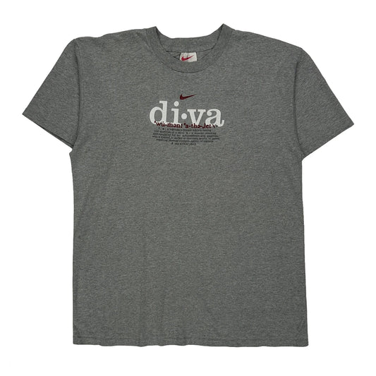 Vintage Just Do It Nike Diva Graphic T-Shirt - Medium Grey Cotton