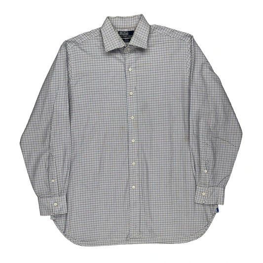 Regent Classic Fit Polo By Ralph Lauren Checked Shirt - Large Blue Cotton