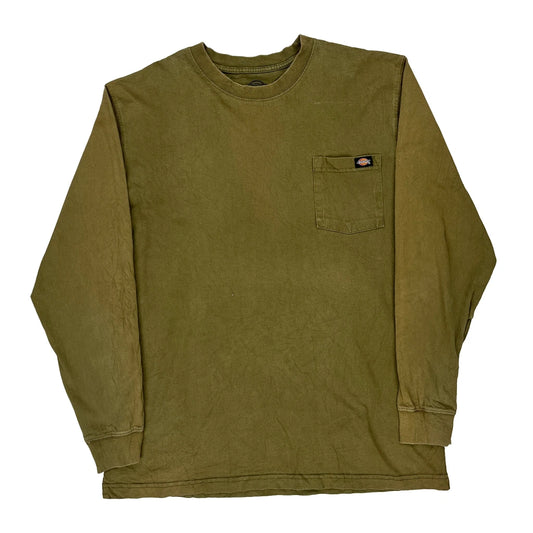 Dickies Tall Long Sleeve T-Shirt - XL Green Cotton