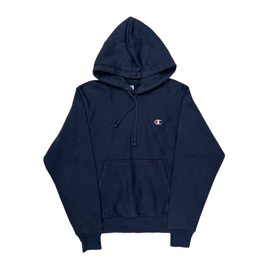 Vintage Reverse Weave Champion Hoodie - Small Navy Cotton