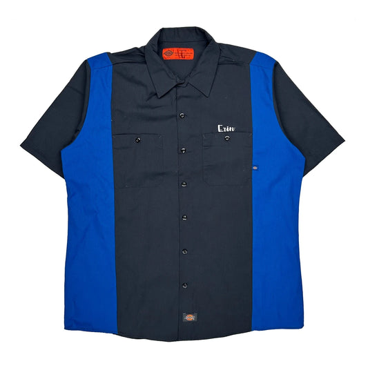 Vintage Custom Embroidery Dickies Short Sleeve Shirt - XL Blue Polyester Blend