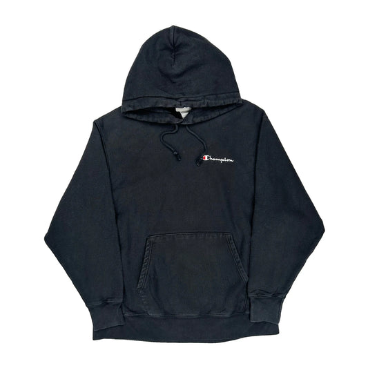 Vintage Reverse Weave Champion Hoodie - Large Black Cotton