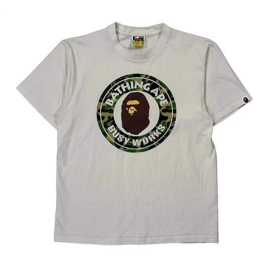 Busy Works A Bathing Ape Graphic T-Shirt - Medium White Cotton