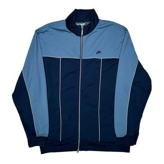 Vintage Nike Striped Track Jacket - Large Blue Polyester