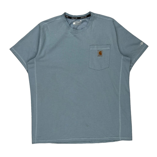Carhartt T-Shirt - Large Blue Cotton Blend