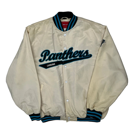Carolina Panthers Reebok Varsity Jacket - Large Cream Polyester
