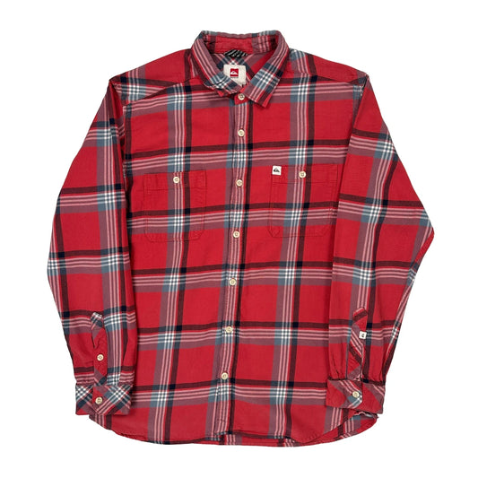 Quiksilver Checked Flannel Shirt - Large Red Cotton
