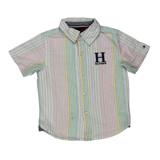 Age 3 Tommy Hilfiger Striped Short Sleeve Shirt - XS Multicoloured Cotton
