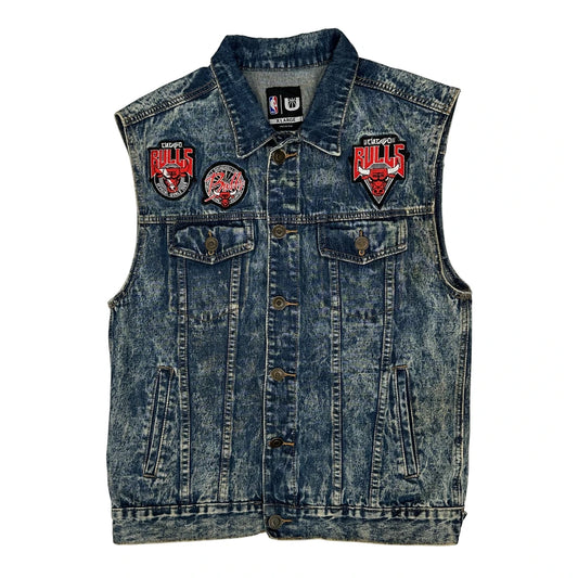 Chicago Bulls Nba Graphic Denim Gilet - XL Acid Wash Denim