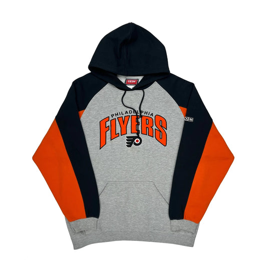 Vintage Philadelphia Flyers Ccm Hoodie - Large Grey Cotton Blend