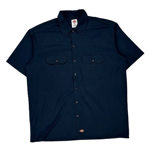 Dickies Short Sleeve Shirt - XL Navy Polyester Blend