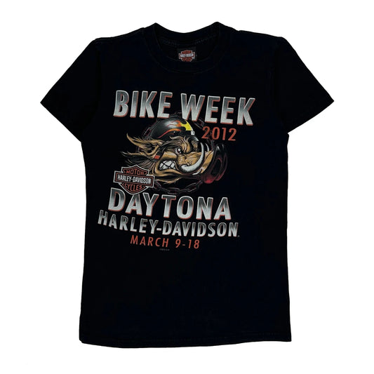Vintage Harley Davidson Graphic T-Shirt - Small Black Cotton