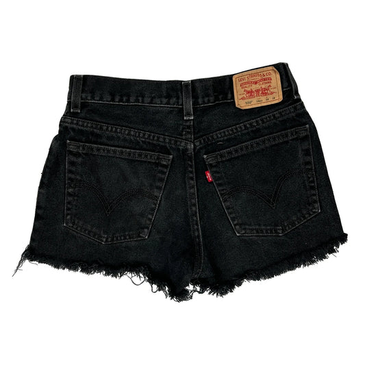 Levis Denim Shorts - 27W UK 8 Black Cotton