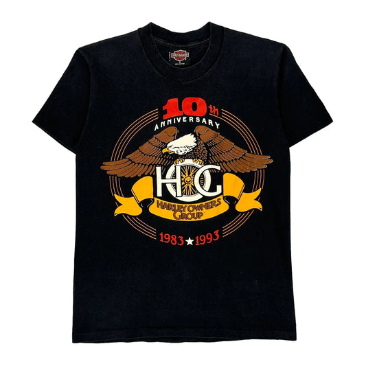 Harley Owners Group 10Th Anniversary Harley Davidson Graphic T-Shirt - Small Black Cotton
