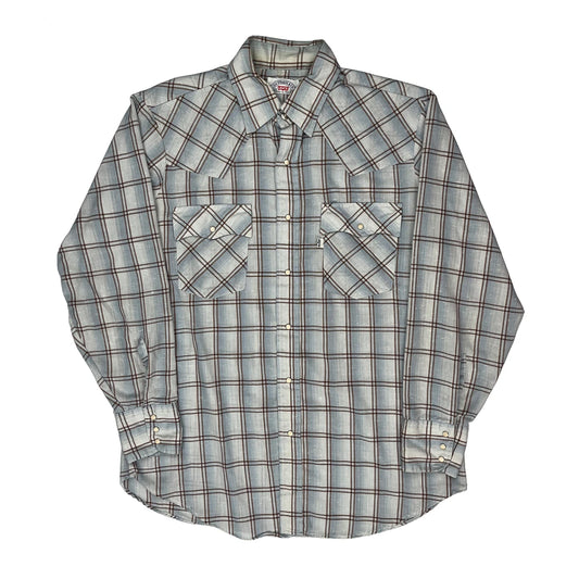 Vintage Levis Checked Shirt - Large Blue Cotton