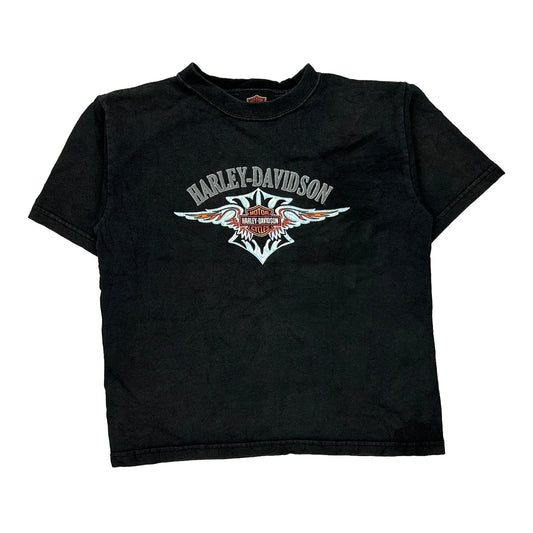 Age 7 Harley Davidson Graphic T-Shirt - Small Black Cotton