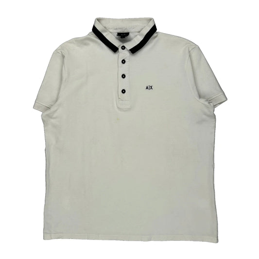 Armani Exchange Polo Shirt - Large White Cotton